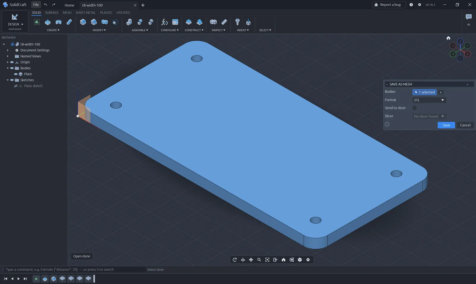 Save As Mesh dialog with STL and 3MF format choice